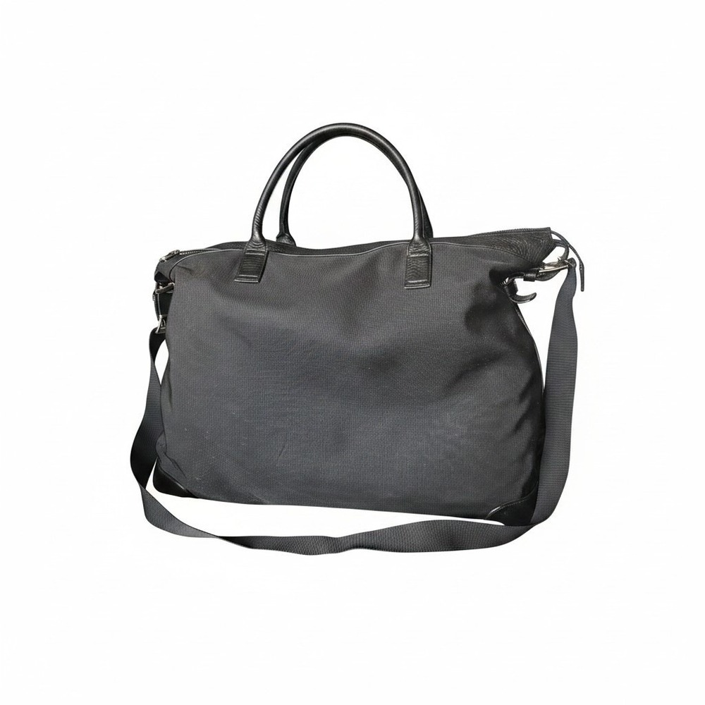 Vintage Express genuine leather trim weekender / overnight / carryon bag